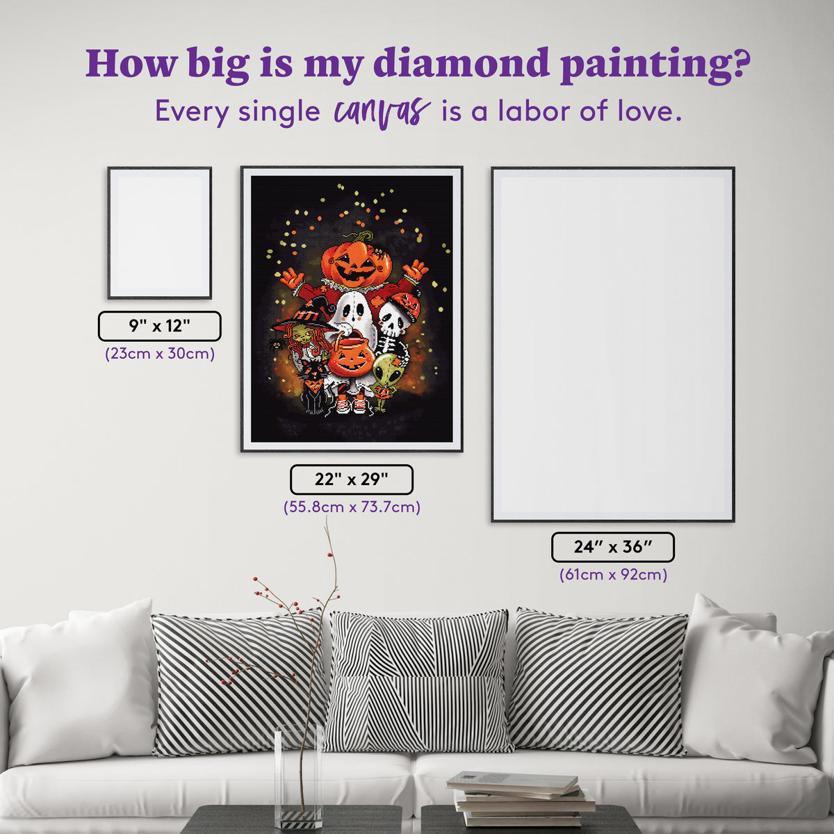 Diamond Painting Trick Or Treat Gang 22" x 29" (55.8cm x 73.7cm) / Square with 34 Colors including 1 AB and 3 Fairy Dust Diamonds / 66,304