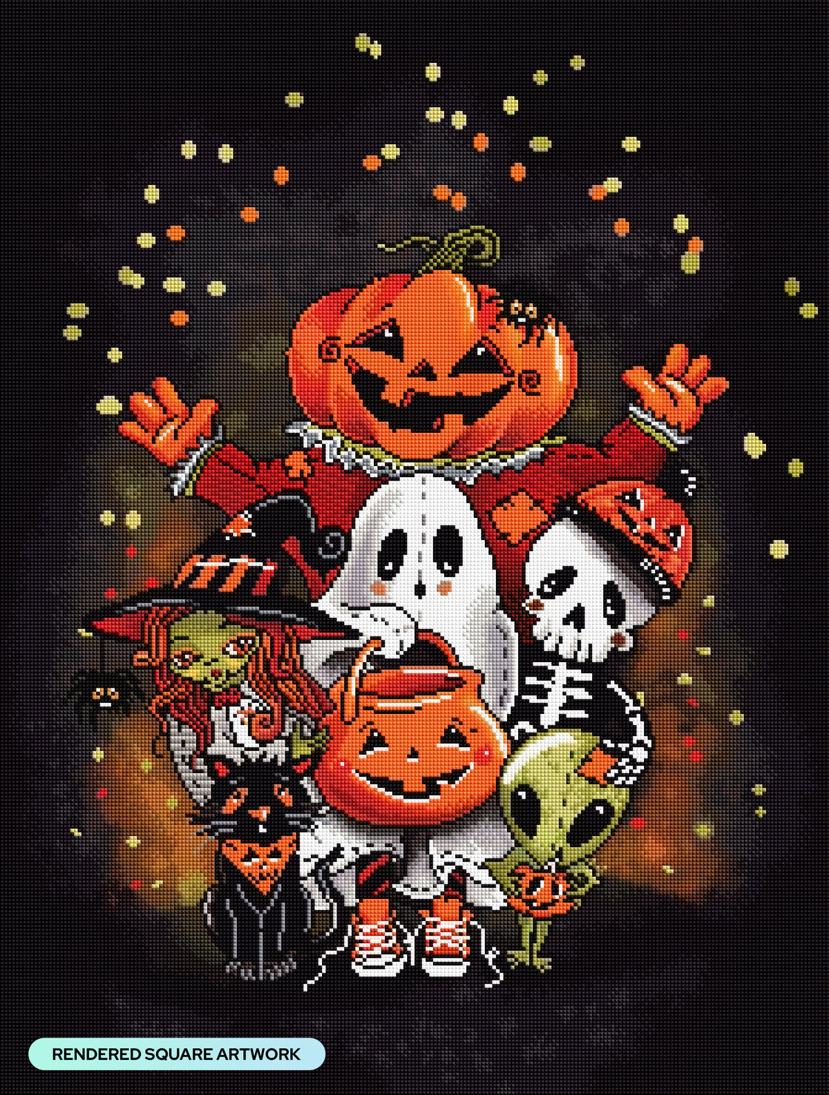 Diamond Painting Trick Or Treat Gang 22" x 29" (55.8cm x 73.7cm) / Square with 34 Colors including 1 AB and 3 Fairy Dust Diamonds / 66,304