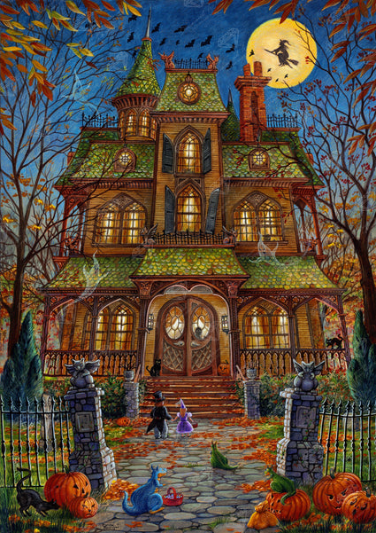 Diamond Painting Trick or Treat House 25.6" x 36.2" (65cm x 92cm) / Square with 57 Colors including 4 ABs and 1 Glow in the Dark Diamonds / 96,309