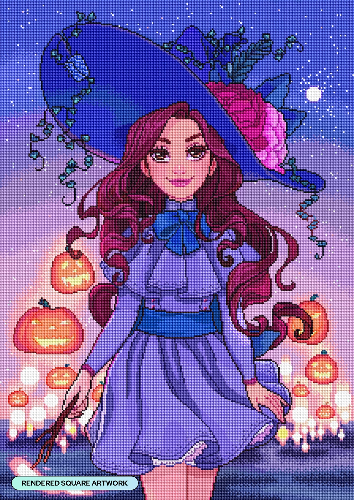 Diamond Painting Trick or Treat Wilhelmina 22" x 31" (55.8cm x 78.7cm) / Square with 60 Colors including 2 ABs and 1 Frosted Diamond and 3 Fairy Dust Diamonds / 70,784