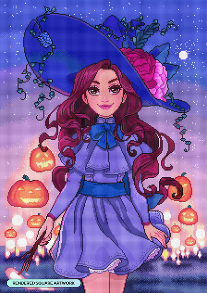 Diamond Painting Trick or Treat Wilhelmina 22" x 31" (55.8cm x 78.7cm) / Square with 60 Colors including 2 ABs and 1 Frosted Diamond and 3 Fairy Dust Diamonds / 70,784