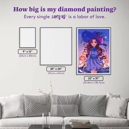 Diamond Painting Trick or Treat Wilhelmina 22" x 31" (55.8cm x 78.7cm) / Square with 60 Colors including 2 ABs and 1 Frosted Diamond and 3 Fairy Dust Diamonds / 70,784