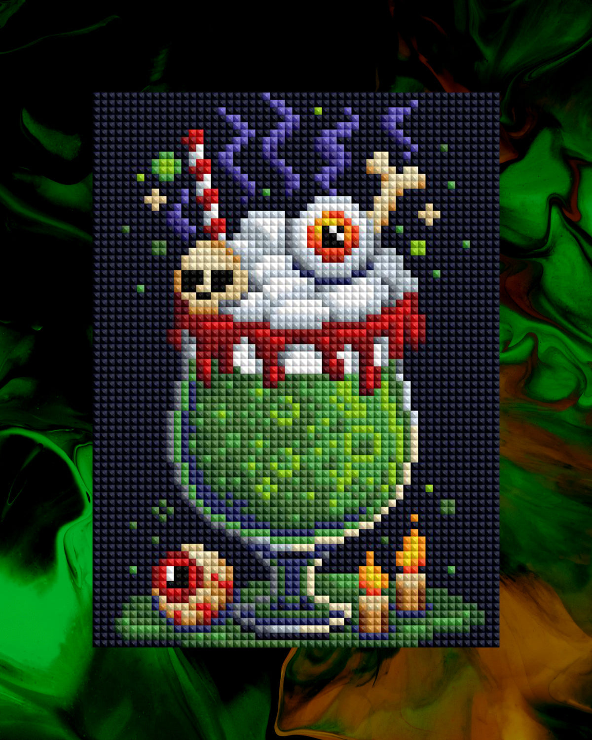Diamond Painting Tricky Halloween Treats 8" x 10" (20.3cm x 25.4cm) / Square With 26 Colors Including 2 ABs and 2 Iridescent Diamonds and 22 Fairy Dust Diamonds / 16,500