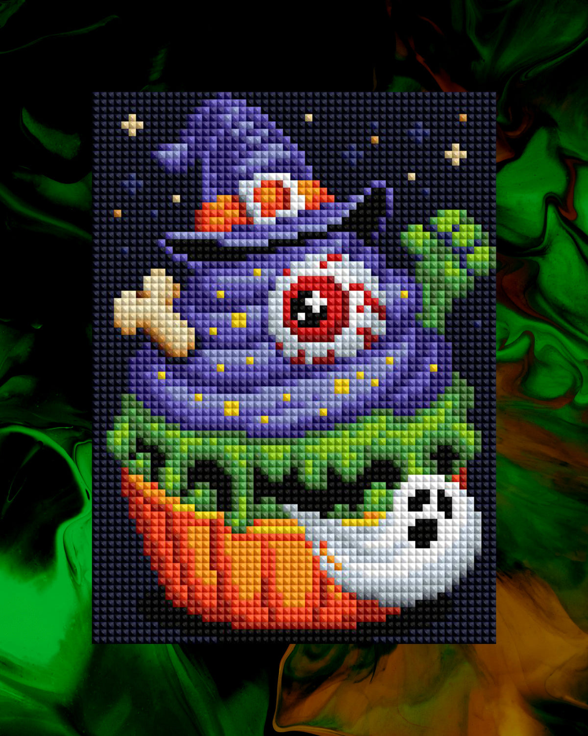 Diamond Painting Tricky Halloween Treats 8" x 10" (20.3cm x 25.4cm) / Square With 26 Colors Including 2 ABs and 2 Iridescent Diamonds and 22 Fairy Dust Diamonds / 16,500