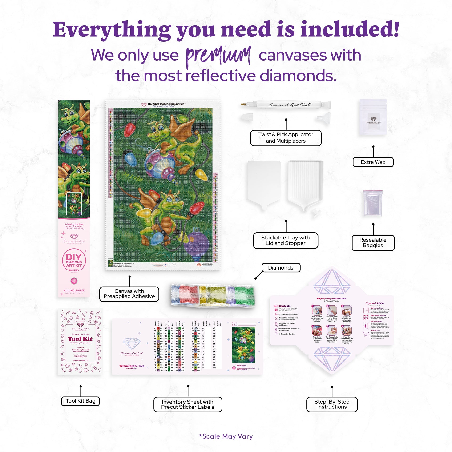 Diamond Painting Trimming the Tree 20" x 31" (50.7cm x 78.7cm) / Round with 68 Colors including 2 ABs and 4 Fairy Dust Diamonds / 50,861