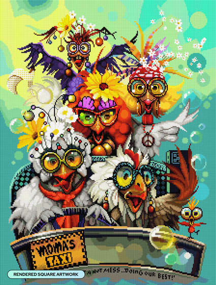 Diamond Painting Trippin' with My Sisters 22" x 29" (55.8cm x 73.7cm) / Square with 73 Colors including 3 ABs and 3 Fairy Dust Diamonds / 66,304