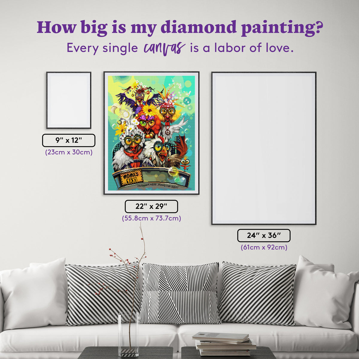 Diamond Painting Trippin' with My Sisters 22" x 29" (55.8cm x 73.7cm) / Square with 73 Colors including 3 ABs and 3 Fairy Dust Diamonds / 66,304