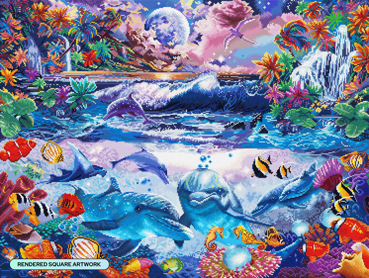 Diamond Painting Tropical Dream 36.6" x 27.6" (92.8cm x 69.9cm) / Square with 82 Colors including 3 ABs and 3 Fairy Dust Diamonds / 104,813