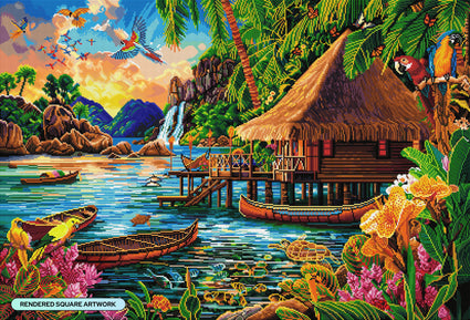 Diamond Painting Tropical Landscape 40.6" x 27.6" (103cm x 70cm) / Square with 71 Colors including 3 ABs and 3 Fairy Dust Diamonds / 116,053