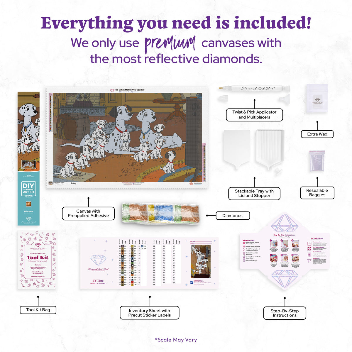 Diamond Painting TV Time 37" x 22" (93.9cm x 55.8cm) / Square with 36 Colors including 1 AB and 1 Iridescent Diamond and 2 Fairy Dust Diamonds / 84,448