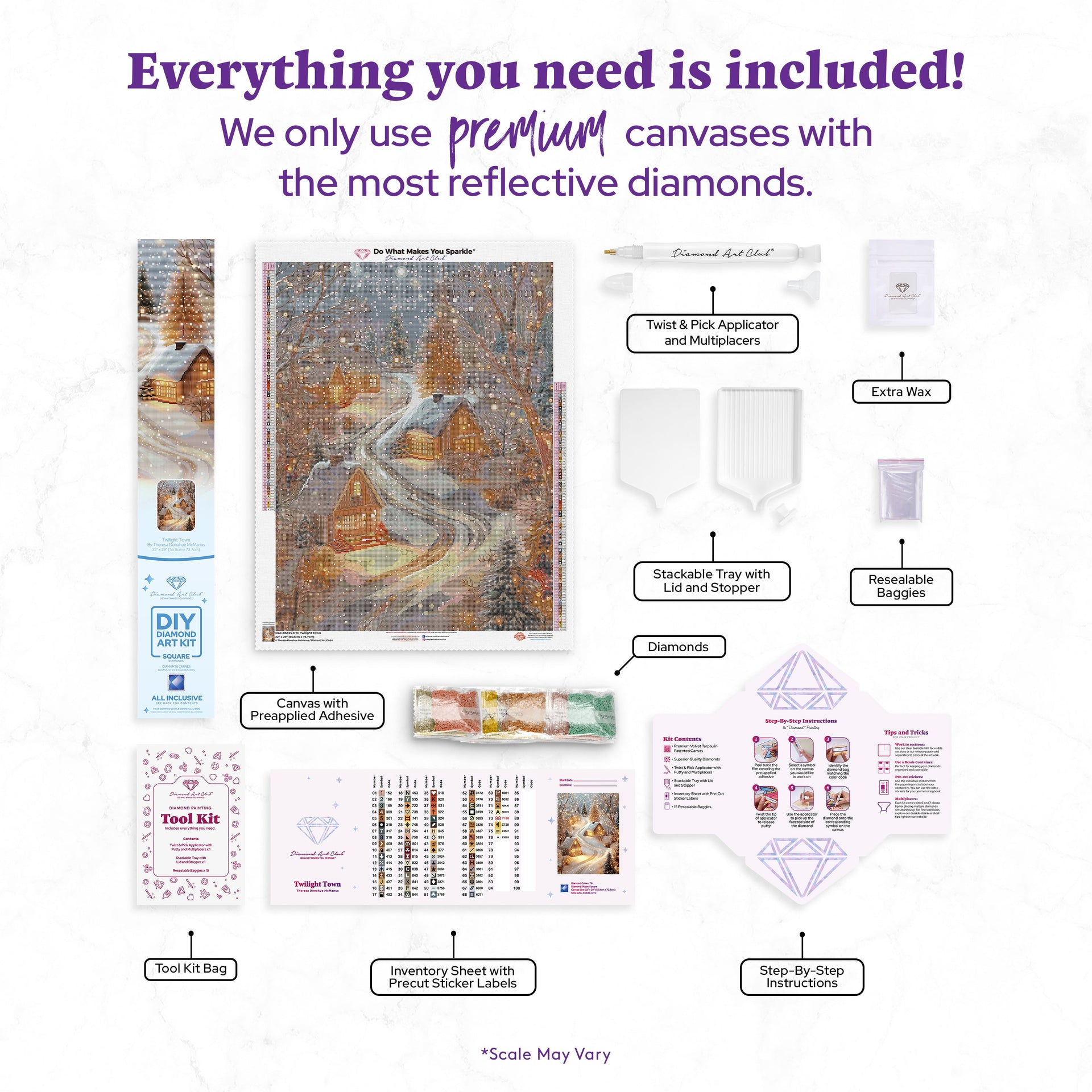 Diamond Painting Twilight Town 22" x 29" (55.8cm x 73.7cm) / Square with 76 Colors including 2 ABs and 1 Special Diamond and 3 Fairy Dust Diamonds / 66,304