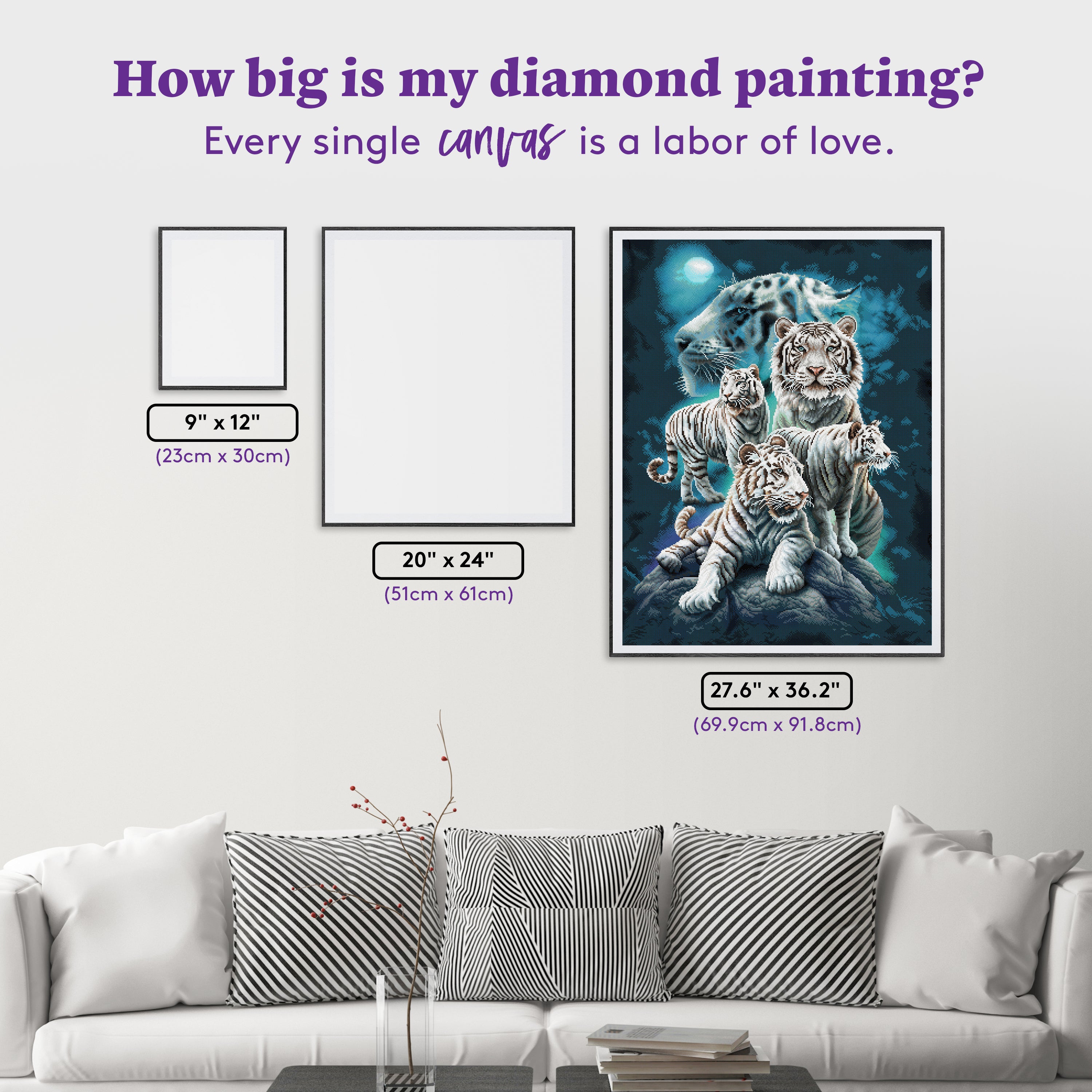 Twilight White Tigers Diamond Painting Kit – Diamond Art Club