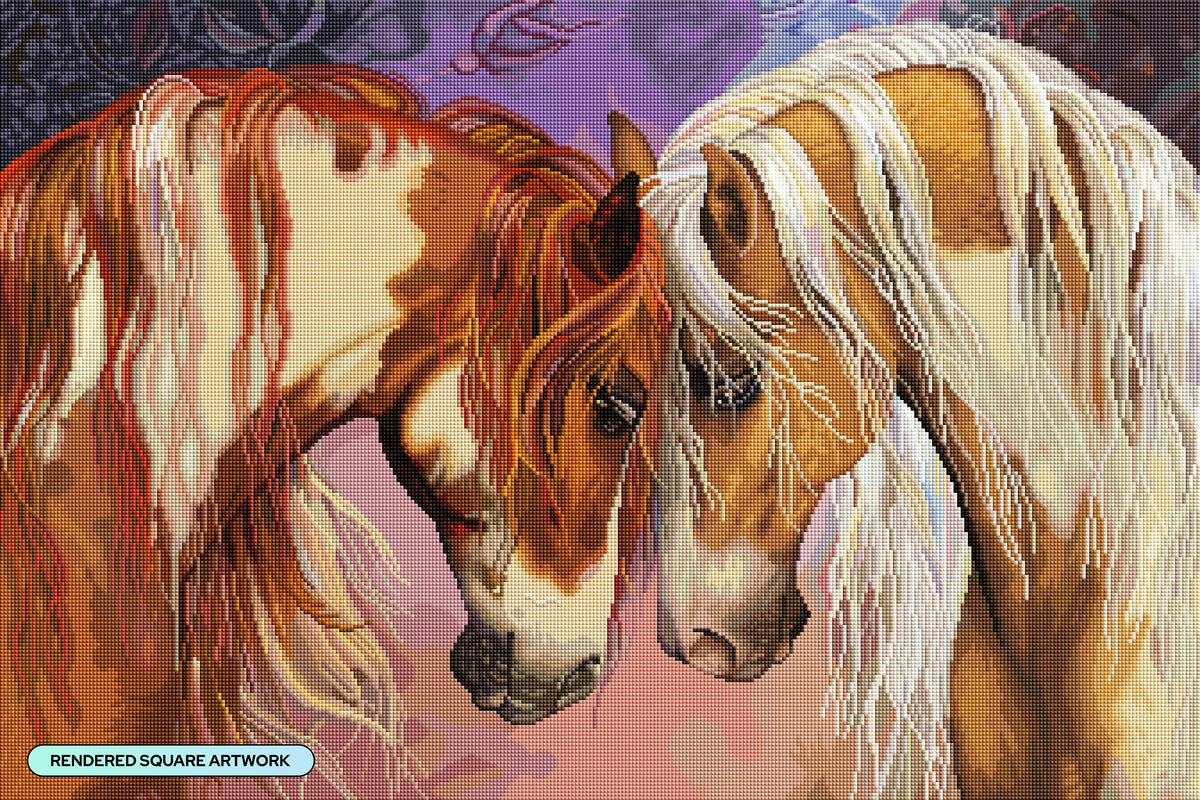 Diamond Painting Two Hearts II 33" x 22" (83.6cm x 55.8cm) / Square with 79 Colors including 3 ABs and 2 Fairy Dust Diamonds / 75,264