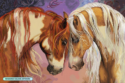 Diamond Painting Two Hearts II 33" x 22" (83.6cm x 55.8cm) / Square with 79 Colors including 3 ABs and 2 Fairy Dust Diamonds / 75,264