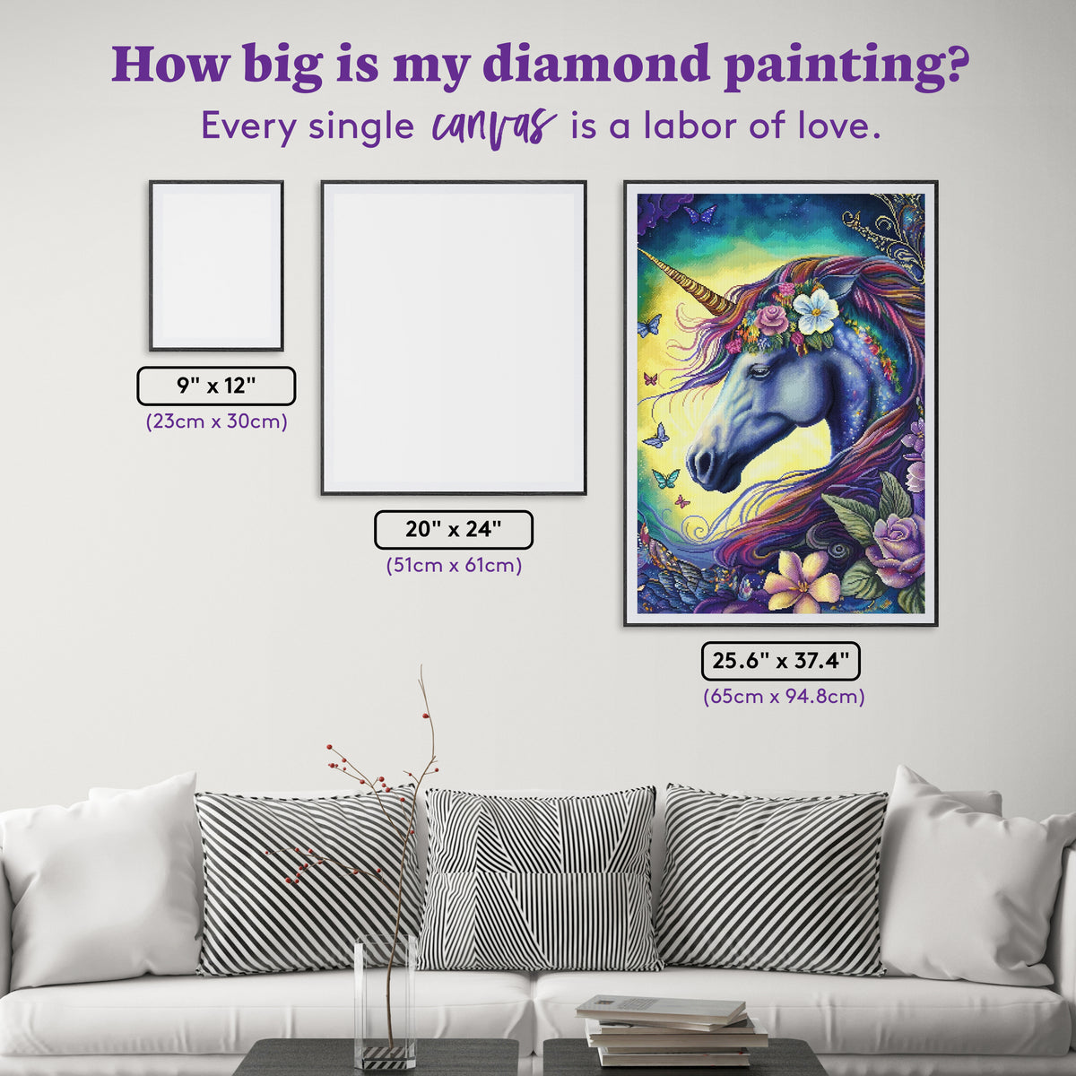 Diamond Painting Ultra Elegant Unicorn 25.6" x 37.4" (65cm x 94.8cm) / Square with 78 Colors including 2 ABs and 3 Fairy Dust Diamonds / 99,441