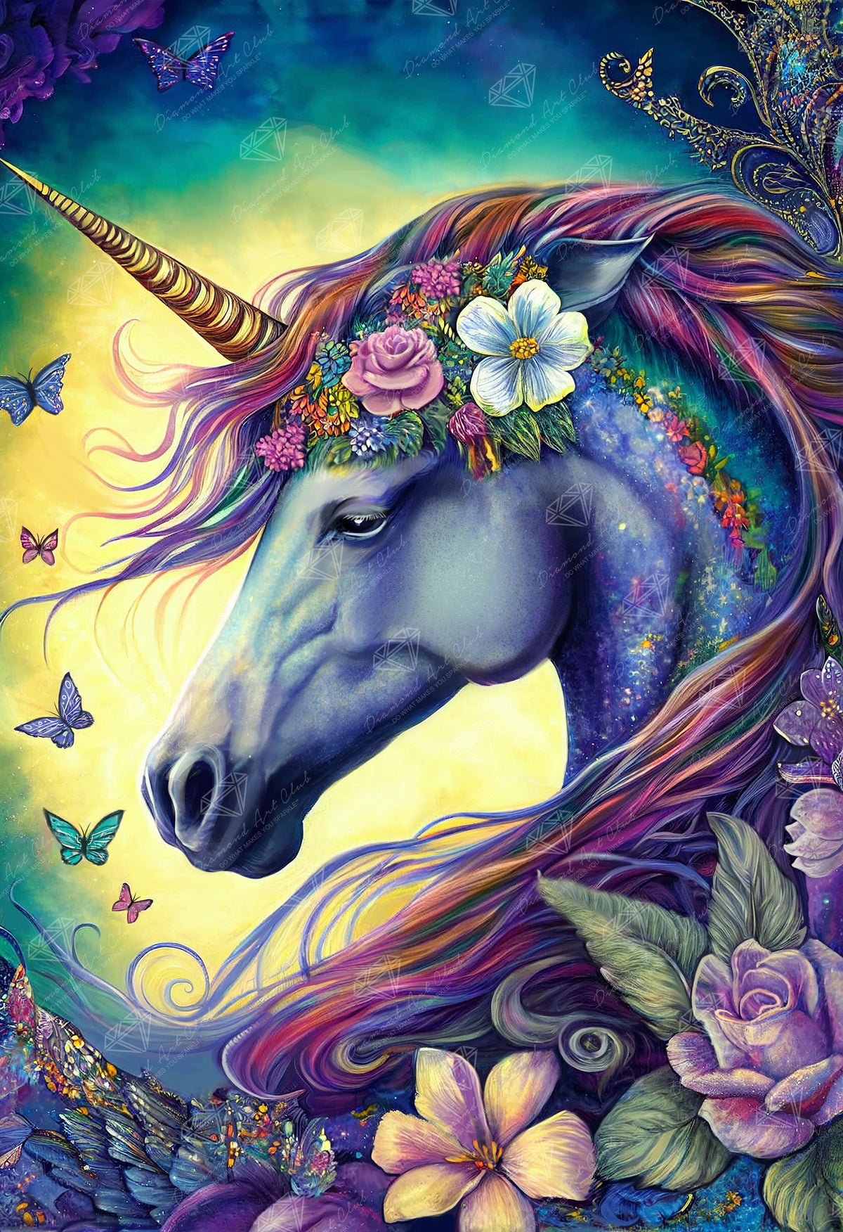 Diamond Painting Ultra Elegant Unicorn 25.6" x 37.4" (65cm x 94.8cm) / Square with 78 Colors including 2 ABs and 3 Fairy Dust Diamonds / 99,441