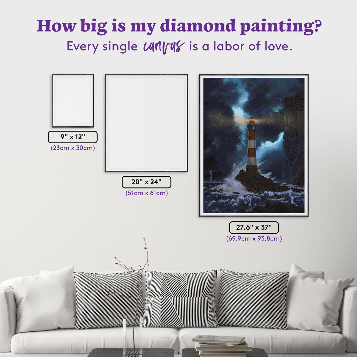 Diamond Painting Unbreakable 27.6" x 37" (69.9cm x 93.8cm) / Square with 55 Colors including 1 AB and 2 Iridescent Diamonds and 2 Fairy Dust Diamonds / 105,937