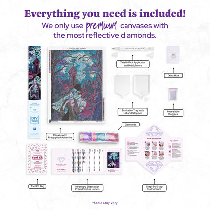 Diamond Painting Undead Witch 25.6" x 35" (65cm x 88.9cm) / Square with 43 Colors including 2 ABs and 2 Fairy Dust Diamonds / 93,177