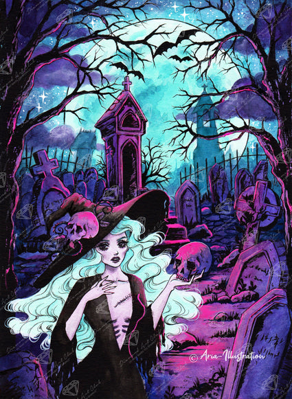 Diamond Painting Undead Witch 25.6" x 35" (65cm x 88.9cm) / Square with 43 Colors including 2 ABs and 2 Fairy Dust Diamonds / 93,177