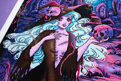 Diamond Painting Undead Witch 25.6" x 35" (65cm x 88.9cm) / Square with 43 Colors including 2 ABs and 2 Fairy Dust Diamonds / 93,177