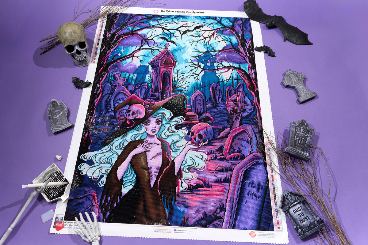 Diamond Painting Undead Witch 25.6" x 35" (65cm x 88.9cm) / Square with 43 Colors including 2 ABs and 2 Fairy Dust Diamonds / 93,177