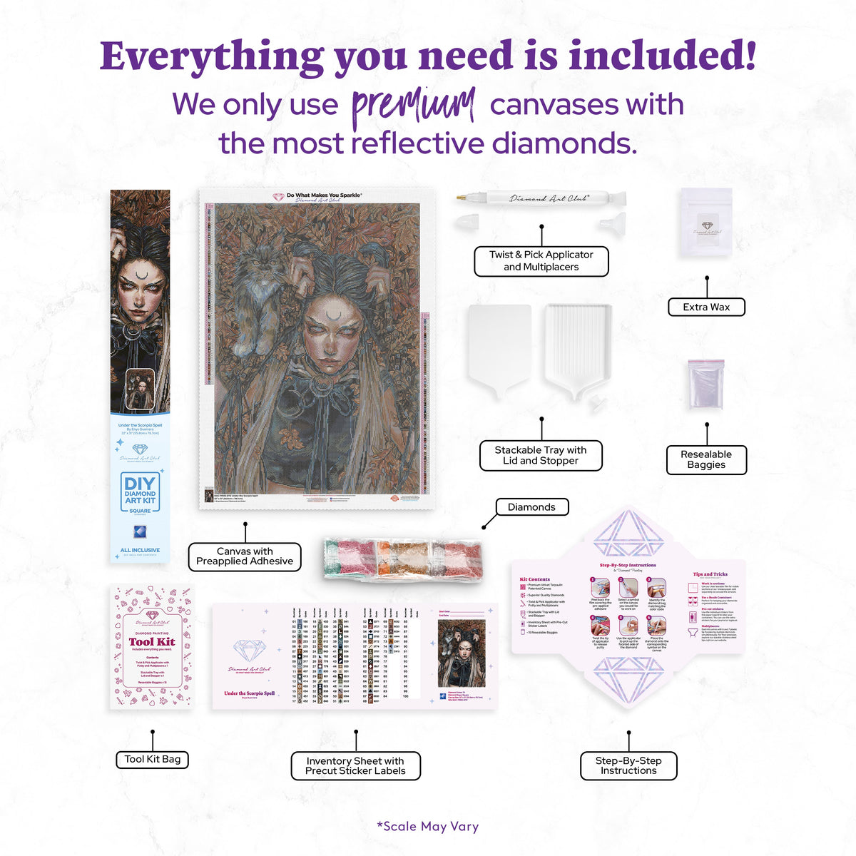 Diamond Painting Under the Scorpio Spell 22" x 31" (55.8cm x 78.7cm) / Square with 75 Colors including 1 AB and 3 Fairy Dust Diamonds / 70,784