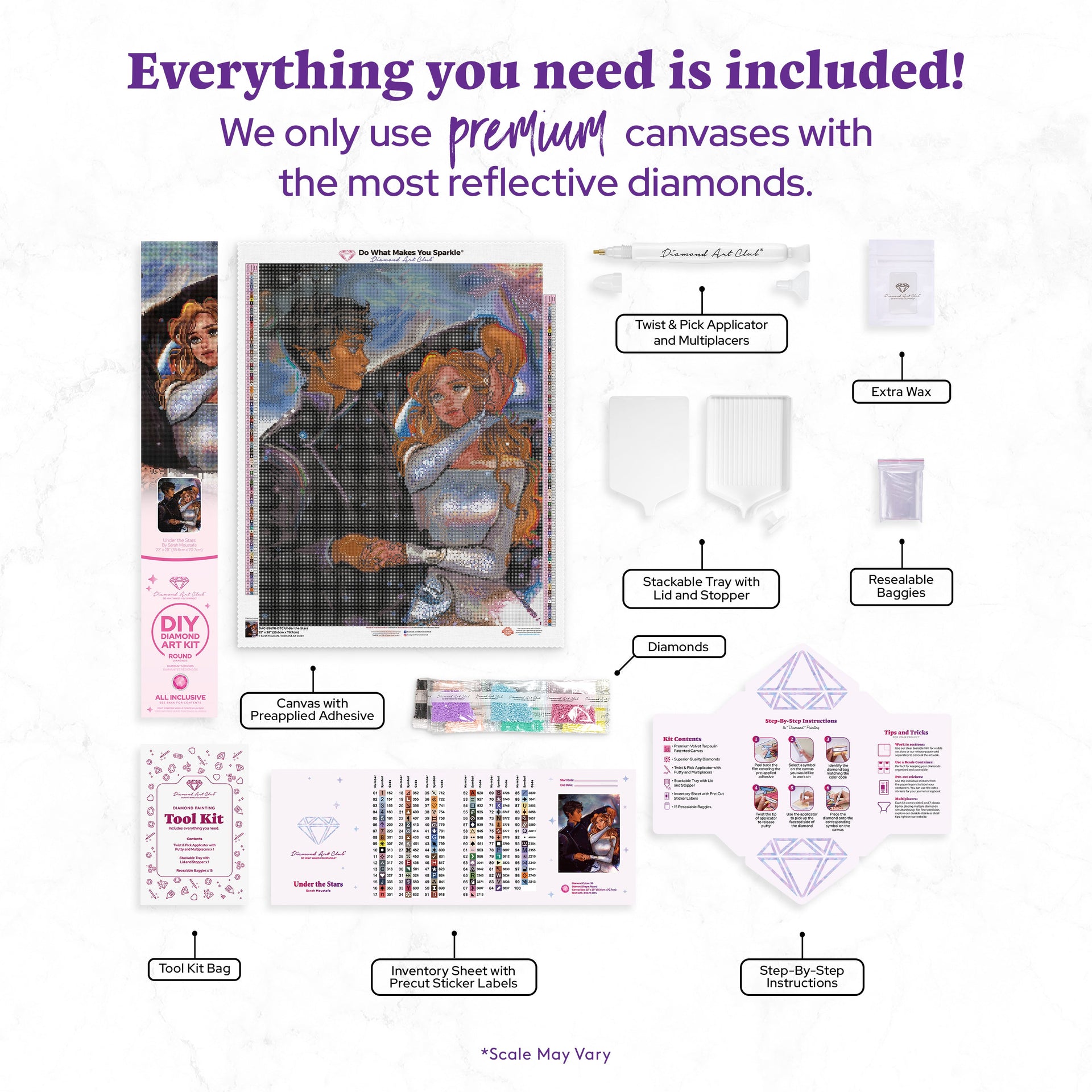 Diamond Painting Under the Stars 22" x 28" (55.6cm x 70.7cm) / Round with 99 Colors including 2 ABs and 7 Fairy Dust Diamonds / 51,914