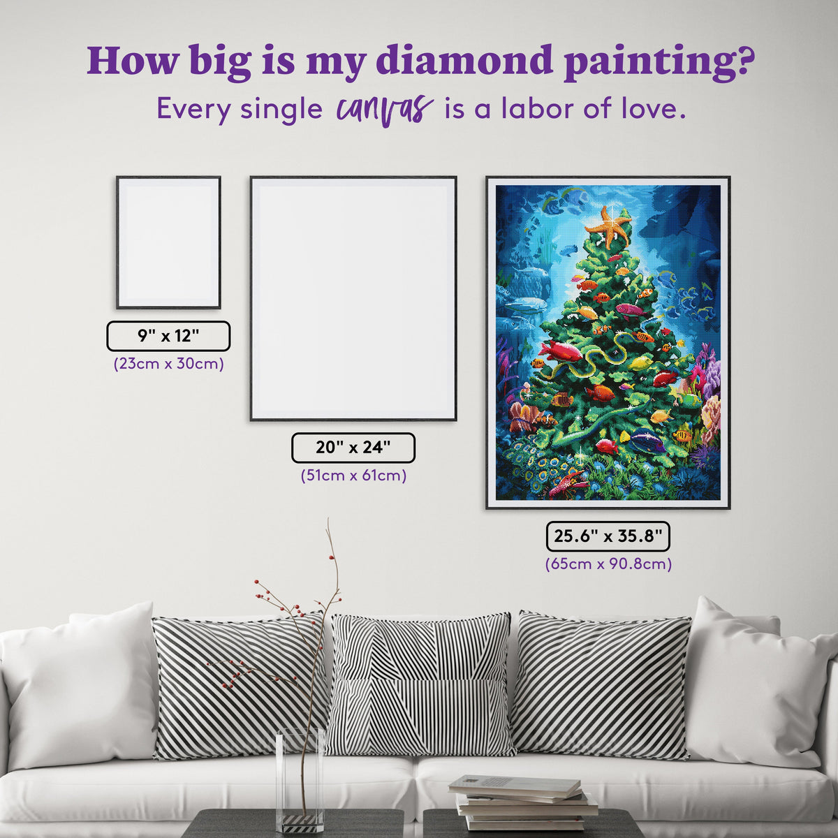 Diamond Painting Undersea Christmas Tree 25.6" x 35.8" (65cm x 90.8cm) / Square with 82 Colors including 4 ABs and 2 Fairy Dust Diamonds / 95,265