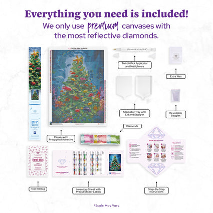 Diamond Painting Undersea Christmas Tree 25.6" x 35.8" (65cm x 90.8cm) / Square with 82 Colors including 4 ABs and 2 Fairy Dust Diamonds / 95,265