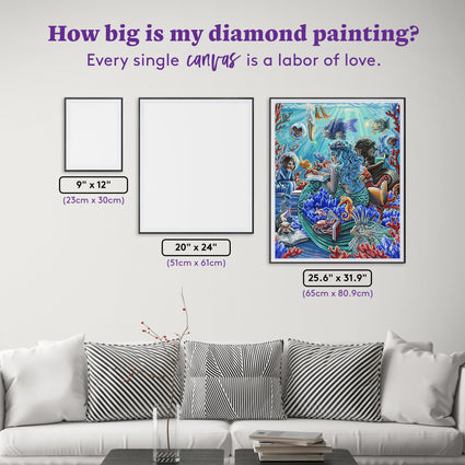 Diamond Painting Undersea Library 25.6" x 31.9" (65cm x 80.9cm) / Square with 59 Colors including 3 ABs and 1 Iridescent Diamond and 4 Fairy Dust Diamonds / 84,825