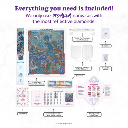 Diamond Painting Undersea Library 25.6" x 31.9" (65cm x 80.9cm) / Square with 59 Colors including 3 ABs and 1 Iridescent Diamond and 4 Fairy Dust Diamonds / 84,825