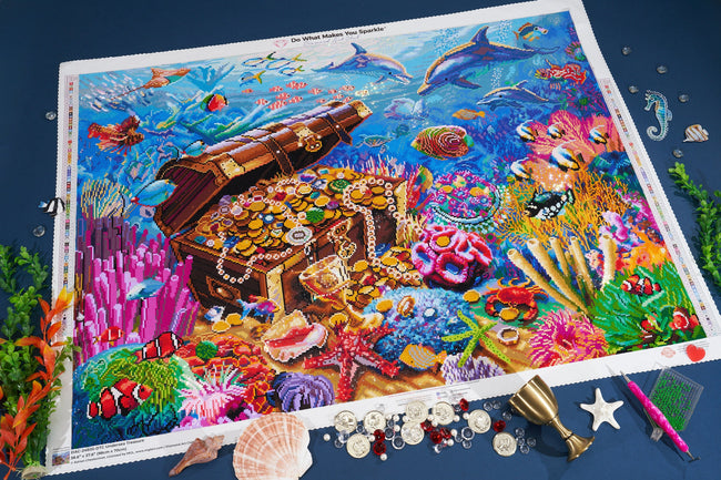 Diamond Painting Undersea Treasure 38.6" x 27.6" (98cm x 70cm) / Square with 80 Colors including 5 ABs and 3 Fairy Dust Diamonds / 110,433