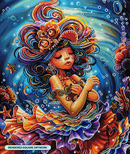 Diamond Painting Underwater World of Serena 22" x 26" (55.8cm x 66cm) / Square With 89 Colors Including 5 ABs and 2 Fairy Dust Diamonds / 59,360