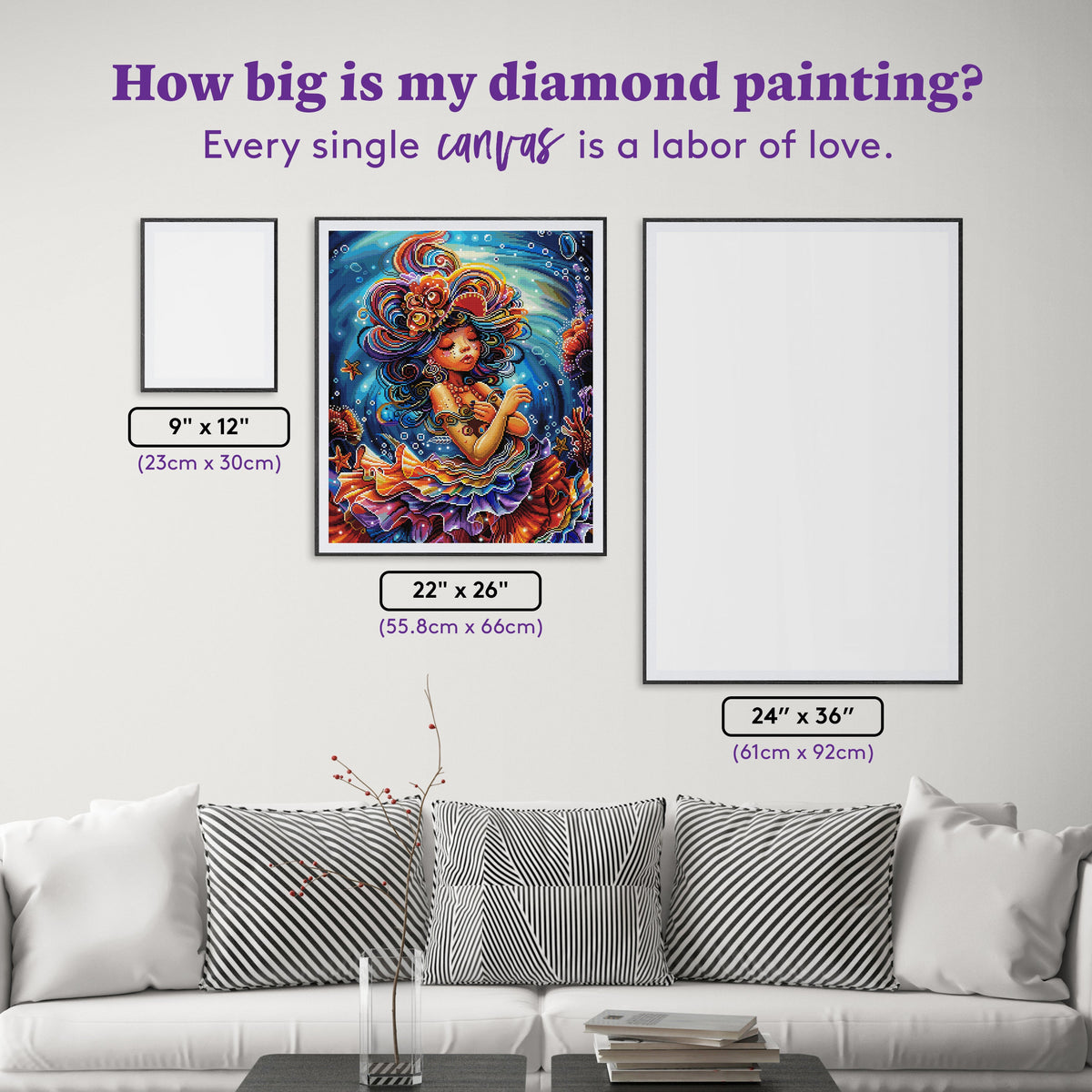 Diamond Painting Underwater World of Serena 22" x 26" (55.8cm x 66cm) / Square With 89 Colors Including 5 ABs and 2 Fairy Dust Diamonds / 59,360