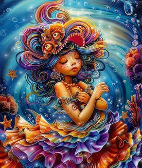 Diamond Painting Underwater World of Serena 22" x 26" (55.8cm x 66cm) / Square With 89 Colors Including 5 ABs and 2 Fairy Dust Diamonds / 59,360