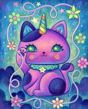 Diamond Painting Unicorn Manekineko 22" x 27" (55.6cm x 68.8cm) / Round with 59 Colors including 3 ABs and 2 Fairy Dust Diamonds / 50,500