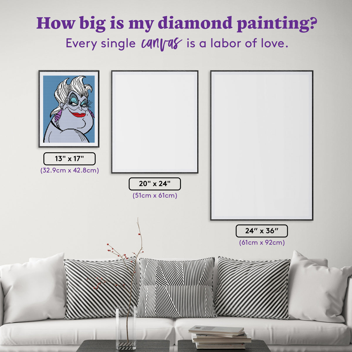 Diamond Painting Ursula 13" x 17" (32.9cm x 42.8cm) / Square with 9 Colors including 3 Fairy Dust Diamonds / 22,704