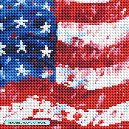 Diamond Painting USA Flag 9" x 9" (22.8cm x 22.8cm) / Round with 25 Colors including 3 ABs and 3 Fairy Dust Diamonds / 6,889