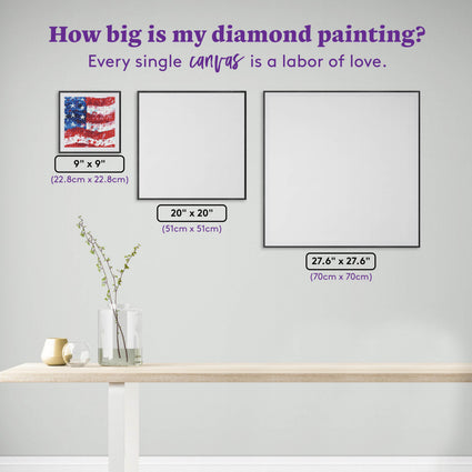 Diamond Painting USA Flag 9" x 9" (22.8cm x 22.8cm) / Round with 25 Colors including 3 ABs and 3 Fairy Dust Diamonds / 6,889