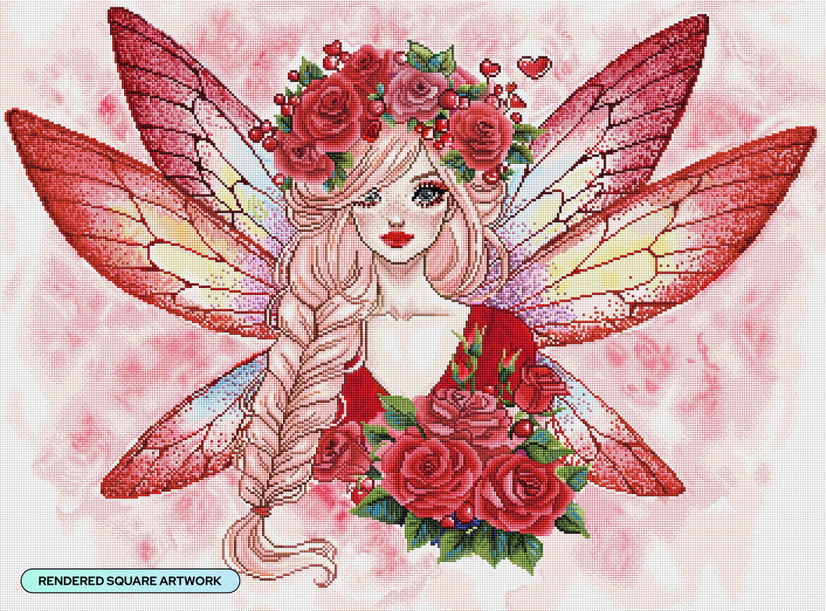 Diamond Painting Valentine's Fairy 34.7" x 25.6" (87.9cm x 65cm) / Square with 59 Colors including 2 ABs and 1 Frosted Diamond and 3 Fairy Dust Diamonds / 92,133
