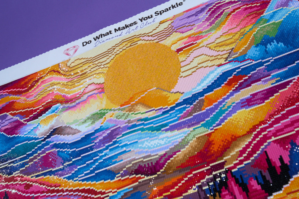 Diamond Painting Valley Sunset 25.6" x 25.6" (65cm x 65cm) / Square with 70 Colors including 3 ABs and 1 Iridescent Diamond and 4 Fairy Dust Diamonds / 68,121