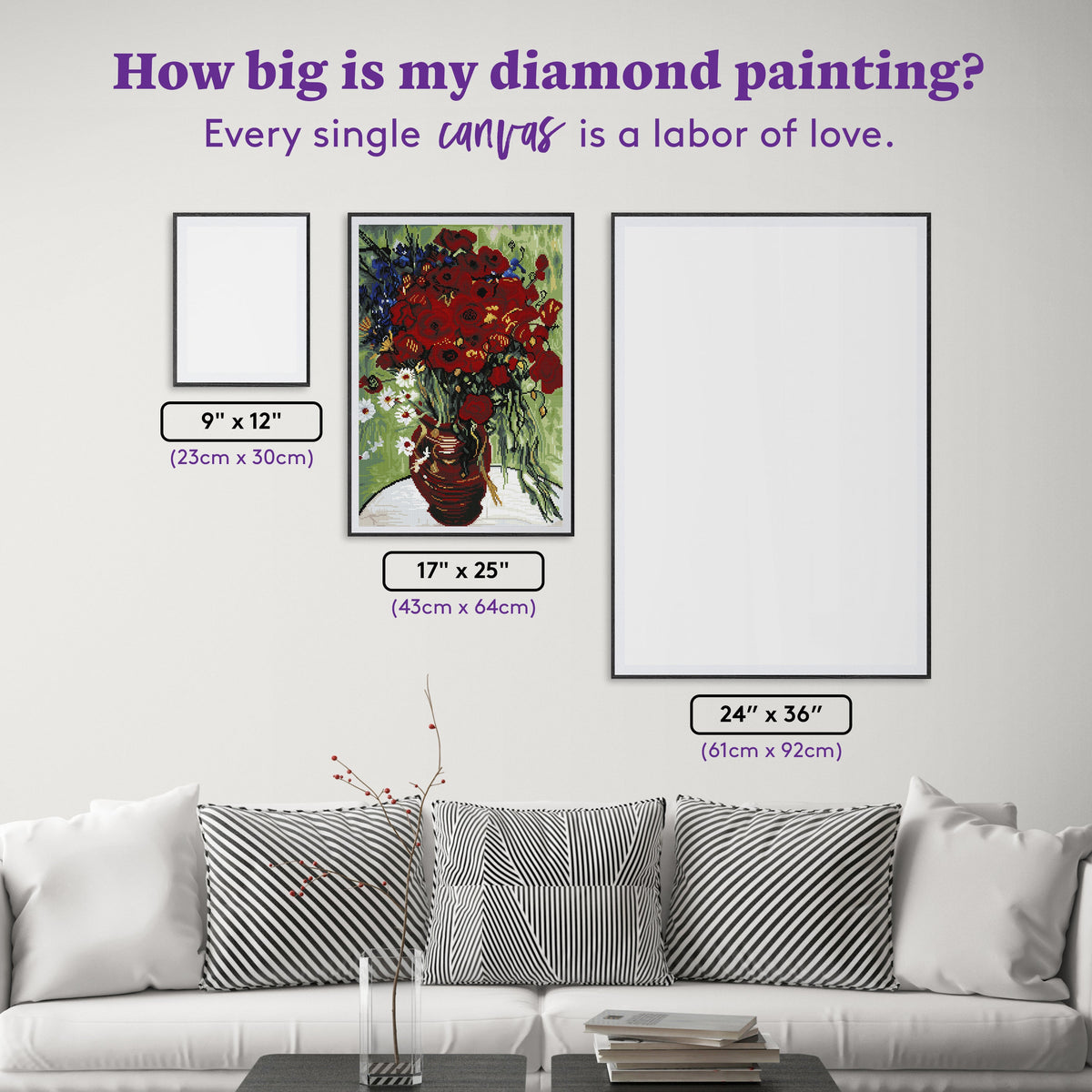 Diamond Painting Vase Avec Marguerites At Coquelicot 17" x 25" (43cm x 64cm) / Square With 41 Colors Including 4 ABs / 43,263