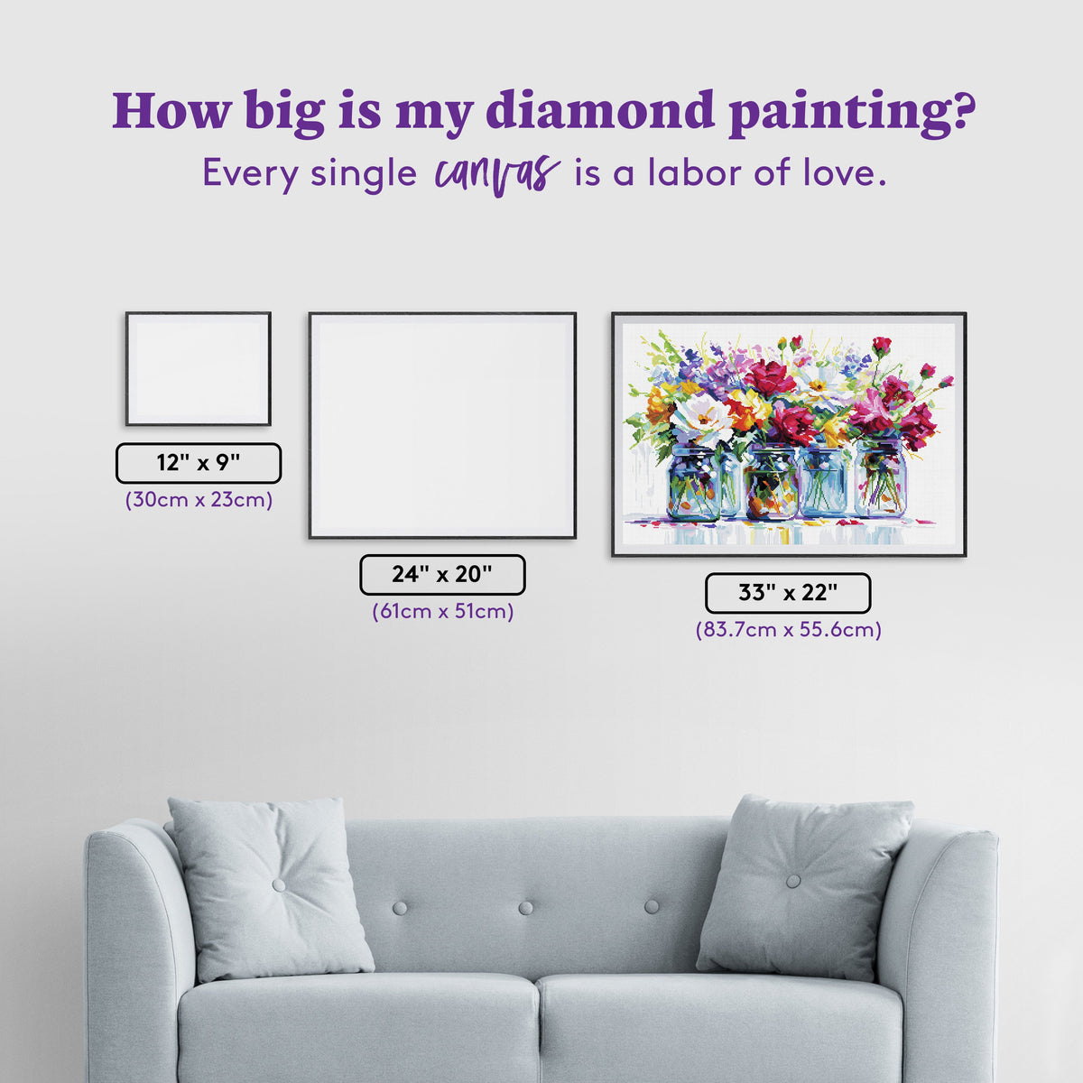 Diamond Painting Vibrant Floral Impressions 33" x 22" (83.7cm x 55.6cm) / Round with 70 Colors including 4 ABs and 2 Fairy Dust Diamonds / 61,408