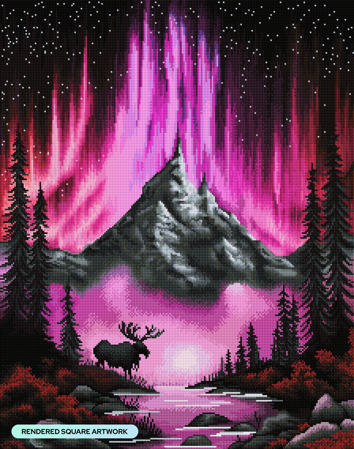 Diamond Painting Vibrant Peaks 22" x 28" (55.8cm x 70.7cm) / Square with 43 Colors including 2 ABs and 3 Fairy Dust Diamonds / 63,616