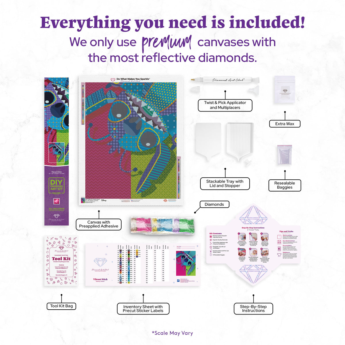 Diamond Painting Vibrant Stitch 22" x 28" (55.8cm x 70.7cm) / Square with 38 Colors including 2 ABs and 5 Fairy Dust Diamonds / 63,616