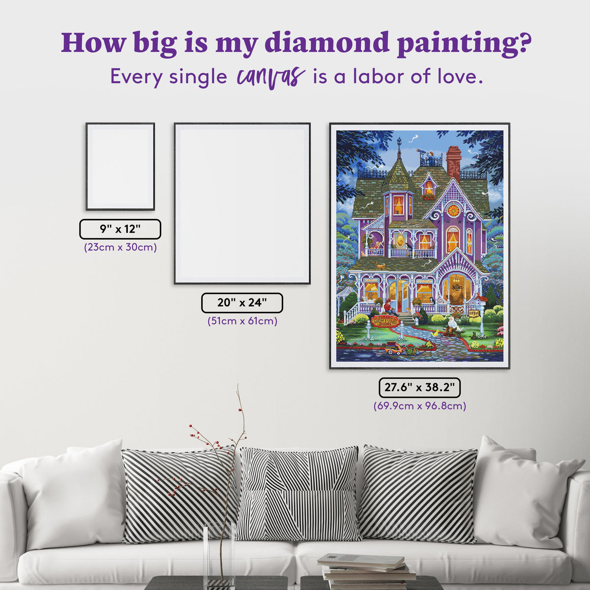 Diamond Painting Village Bookstore 27.6" x 38.2" (69.9cm x 96.8cm) / Square with 83 Colors including 2 ABs and 1 Frosted Diamond and 2 Fairy Dust Diamonds / 109,309