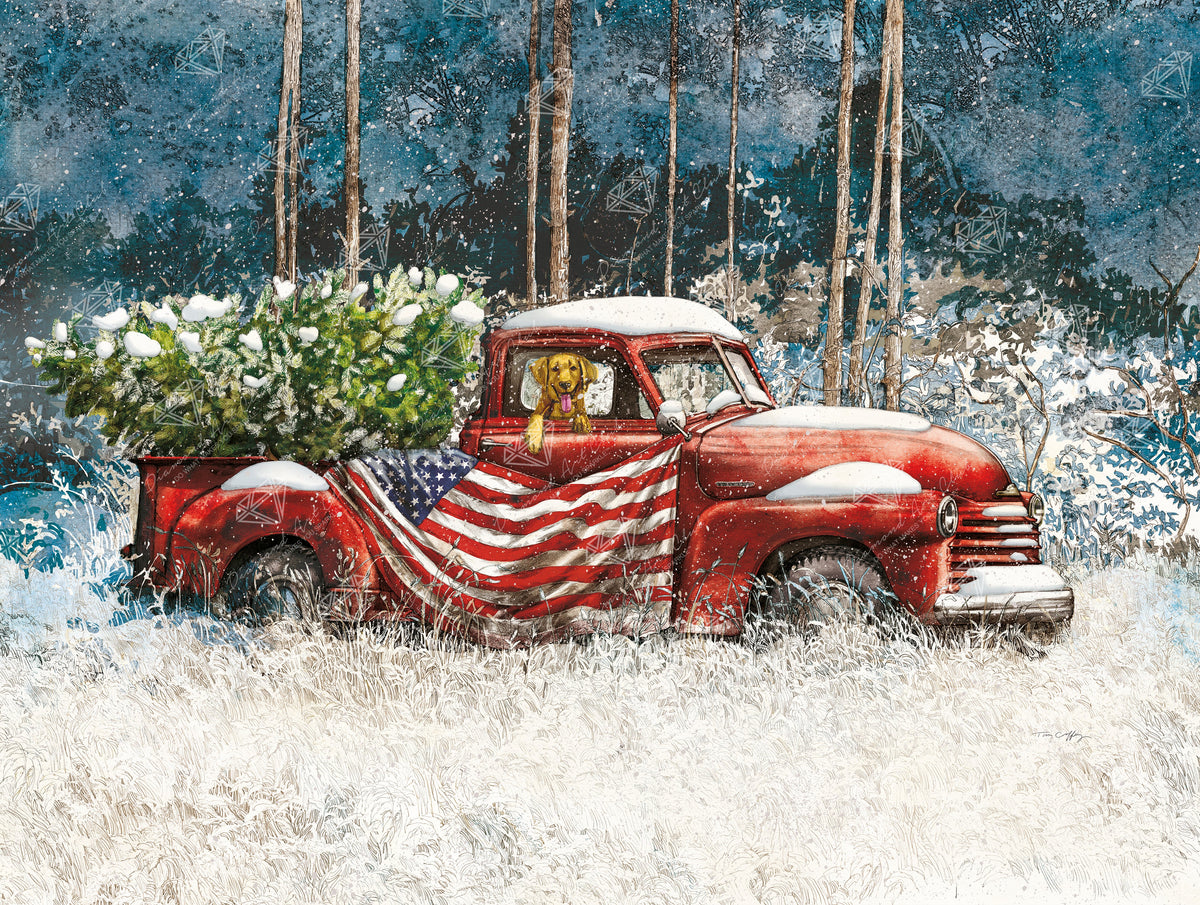 Diamond Painting Vintage Red Truck 29" x 22" (74cm x 56cm) / Square with 48 Colors including 3 ABs / 64,753