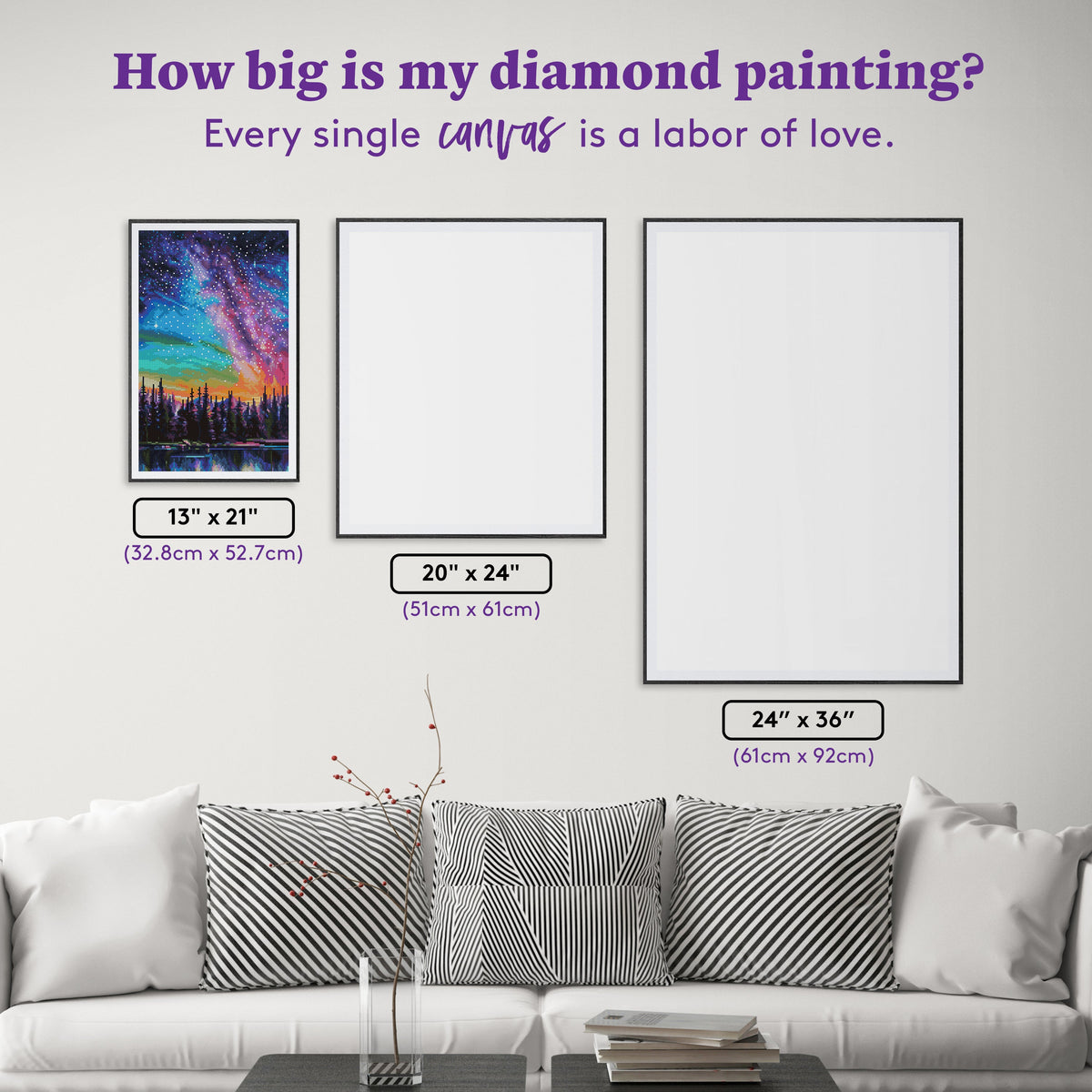 Diamond Painting Violet Persuasion 13" x 21" (32.8cm x 52.7cm) / Round with 57 Colors including 2 ABs, 1 Iridescent Diamond, and 3 Fairy Dust Diamonds / 21,996