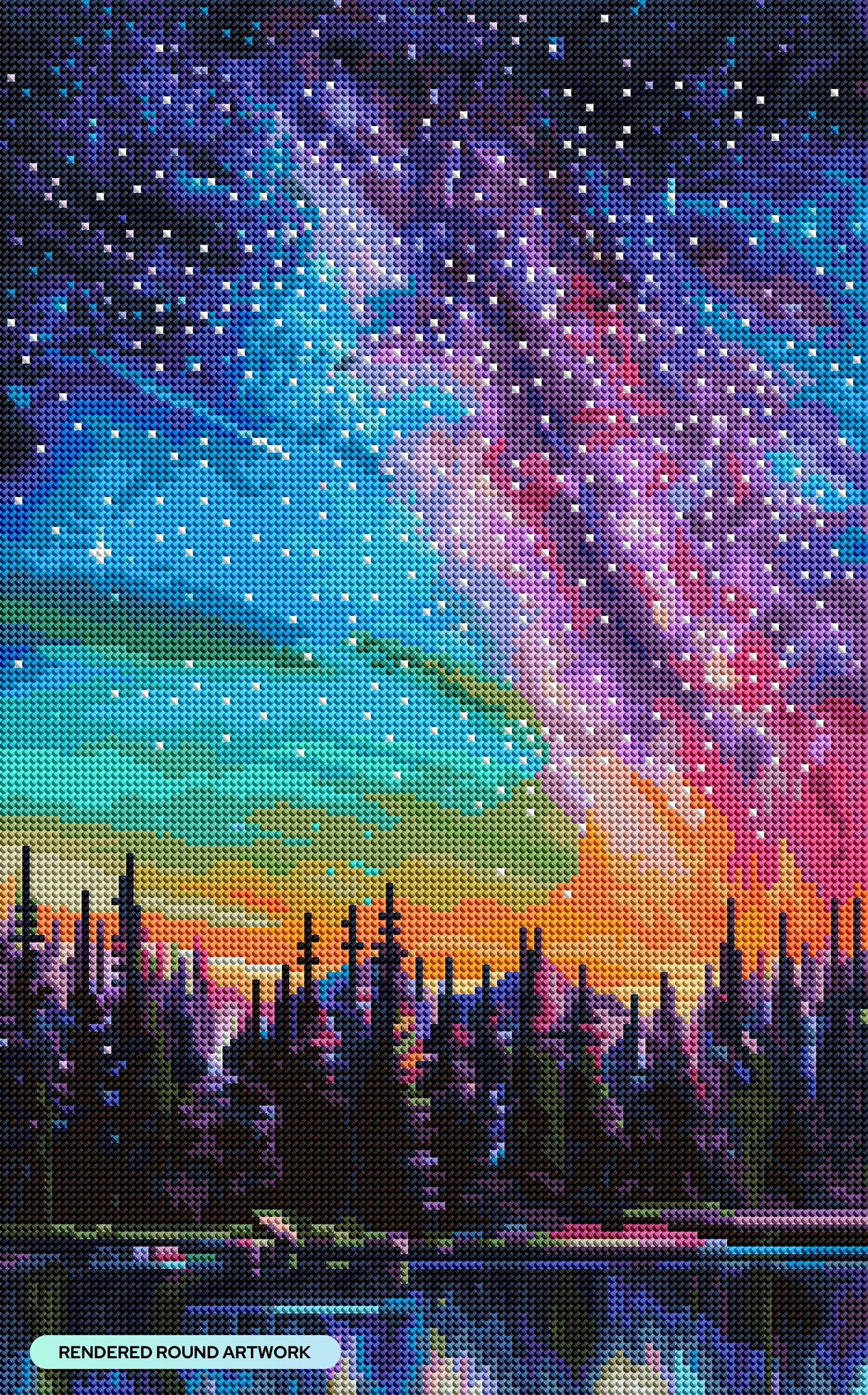 Diamond Painting Violet Persuasion 13" x 21" (32.8cm x 52.7cm) / Round with 57 Colors including 2 ABs, 1 Iridescent Diamond, and 3 Fairy Dust Diamonds / 21,996