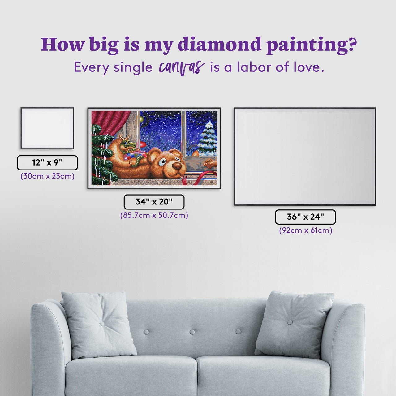 Diamond Painting Waiting for Santa 34" x 20" (85.7cm x 50.7cm) / Round with 60 Colors including 2 ABs and 2 Fairy Dust Diamonds / 55,386